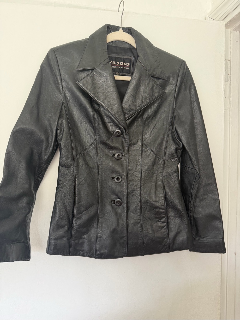 Wilson Black Women's Genuine Leather Button Jacket